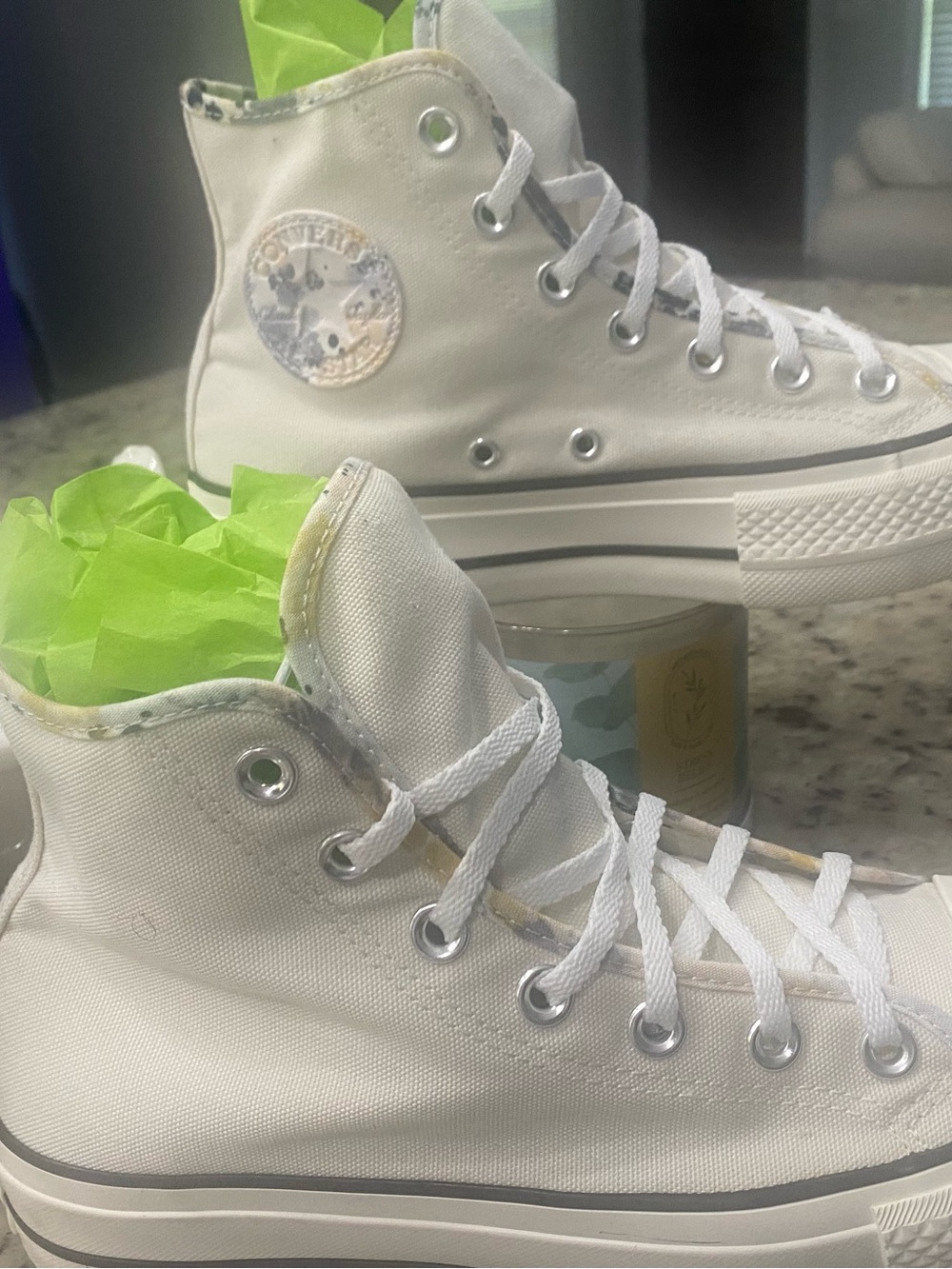 Converse White High Top Platform Sneakers